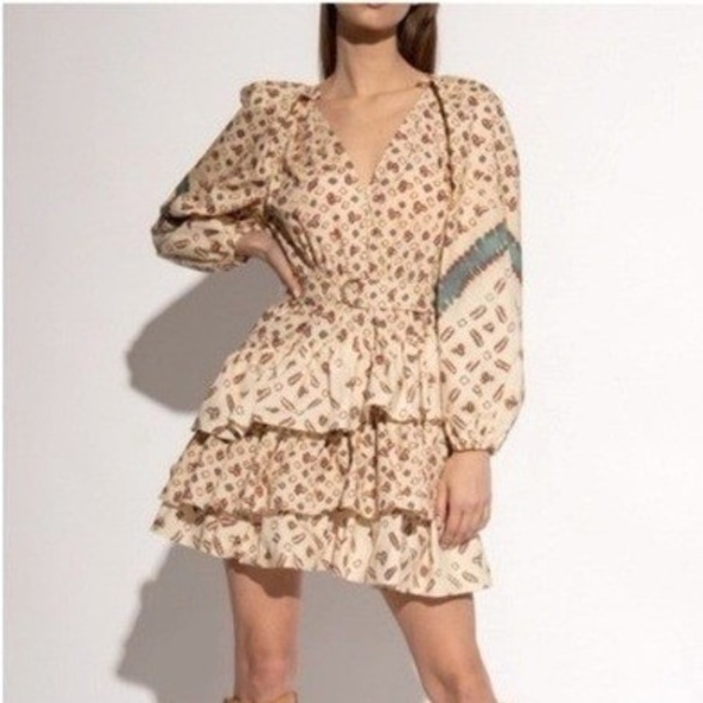 ULLA JOHNSON Miranda Mini Belted Tiered Dress Sz US 4 - Picture 14 of 14